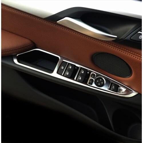4pcs abs For BMW X5 (2014-2017) X6 (2015-2017) Glass lift switch panel decorative frame sticker