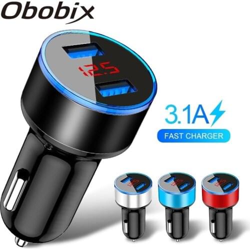 Dual USB Car Charger LED Display Universal Mobile Phone 3.1A Fast Car Charging For iPhone 11 Pro Max Quick Charger Adapter