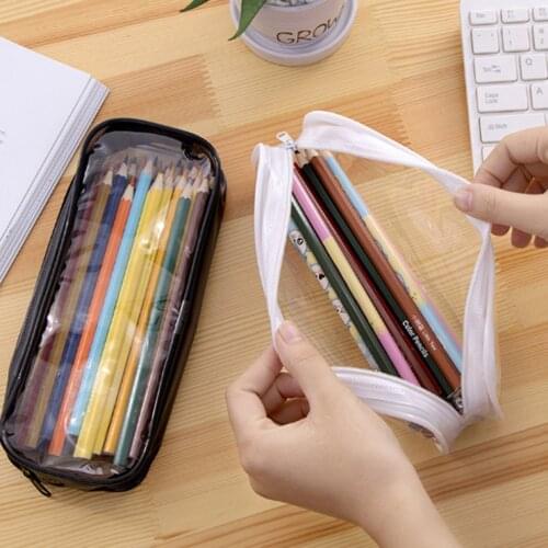 Transparent pencil case Multifunctional PVC zipper pencil case pencil case Large capacity pencil case Portable mini makeup bag