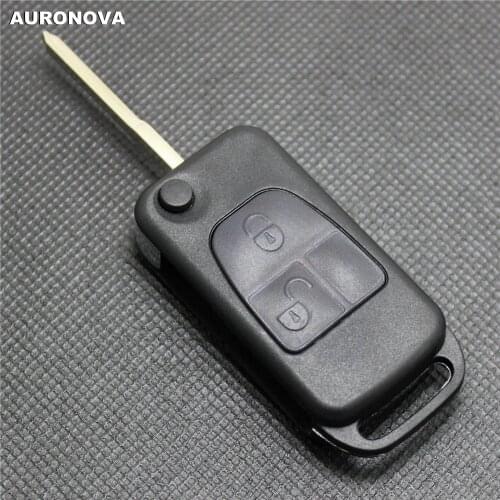 AURONOVA for MERCEDES BENZ C E S ML W140 Car Key Case 2 Buttons Uncut Brass Modified Remote Blank Key Shell