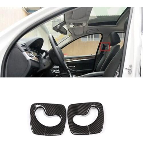 Safety Belt Frame Decoration Cover Trim 2pcs For BMW 5 Series F10 2011-2017 ABS Carbon Fiber Color Car Styling Modified