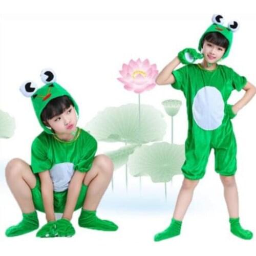 Short / Long Sleeve Kids Stage Performance Clothes Unisex Carton Frog Cosplay Costumes School Students Stage Show Wear Suits