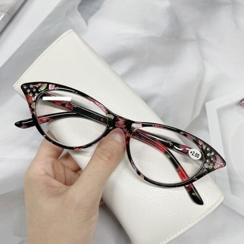 Kaleidoscope Glasses Men Women Cat Eye Resin Reading Glasses Eyeglasses Ladies Imitation Diamond Cateye Hyperopia Read Eyewears