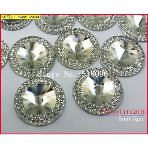 CHina AAA Round Silver 20mm,Rhinestones Sew On For Sewing Accessories Stones and crystals Cristal Pedras Para Artesanato Costume