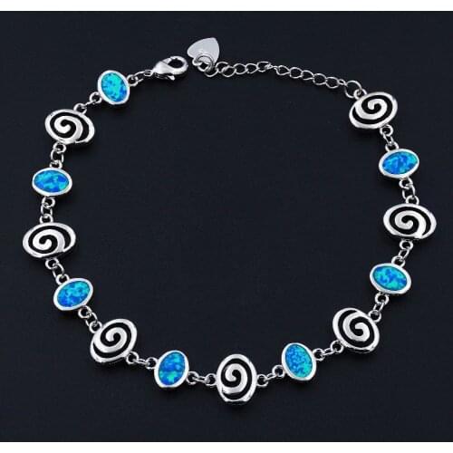 Beautiful Swirl Ocean Blue Fire Opal Bracelets for Lady