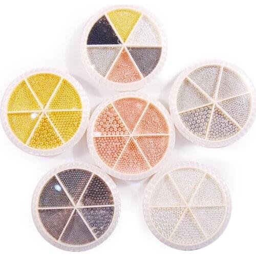 6 Grids Nail Art Tiny Steel Caviar Beads 0.8-3mm Mixed Size 3d Design Rose Gold Silver Jewelry Manicure Diy Decoration