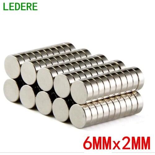 Strong Rare Earth NdFeB Magnet 6mm x 2mm Neo Neodymium Magnet 6x2 mm Craft Model Disc Sheet Fridge 6x2