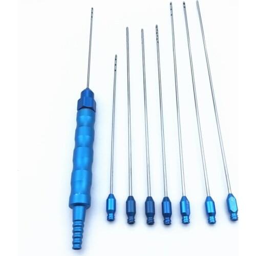 Fat Transplantation Liposuction Harvesting Cannulas set with Reusable Handle 9pcs/set