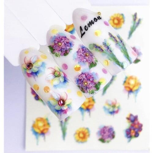 1 Pcs Fruit Christmas Nail Stickers Flowers Pplants Water Decal Cat Pattern 3D Manicure Sticker Nail Art Decoration M3R04