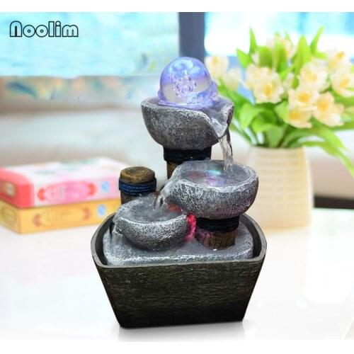 NOOLIM Creative Resin Fountain Home Decor Office Desk Ornaments Waterscape Display Flowing Water Decoration