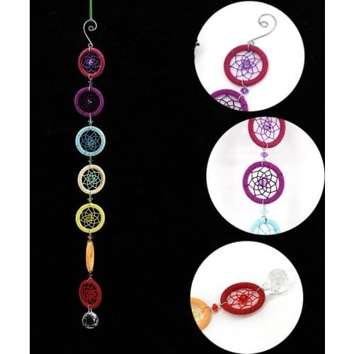 2018 New Rainbow Chakra Dream Catcher Wall Hanging Decoration Ornament for Car Home