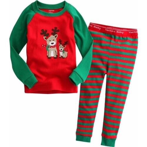 New Autumn & Spring Cartoon Girls Pyjamas Boy Pajamas Set Children Christmas Kids Clothing Long Sleeve T Shirt Pants 2-7Y