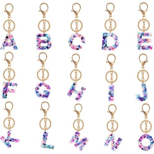 Novelty Cute 26 Letters Pendant Keyring Fashion New Colorful Acrylic A-Z Initial Car Handbag Keychain Accessories Jewelry Gift