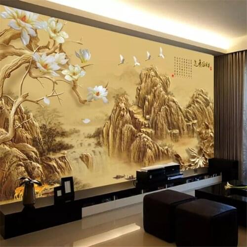 Beibehang wallpaper for walls 3 d Custom Wallpaper Magnolia Landscape Relief TV Backdrop Wall papel de parede infantil wallpaper