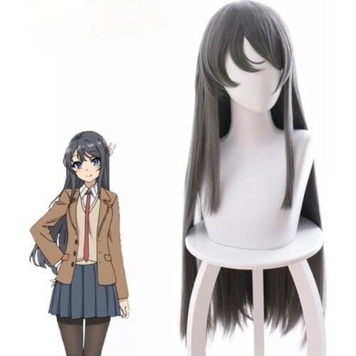 Rascal Does Not Dream Of Bunny Girl Senpai Sakurajima Mai Cosplay Wigs Synthetic Hair Long Straight Gray Hair Headgear Role Play