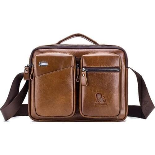 Retro male briefcase mens genuine leather bag shoulder bag Messenger bag cross section mens tote bag handbag business purse