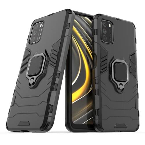 Ring Stand Shockproof Armor TPU Bumper Coque Cover For Xiaomi PocoM3 Poco M3 6.53 inch Case Fundas Hard PC Protective Shell