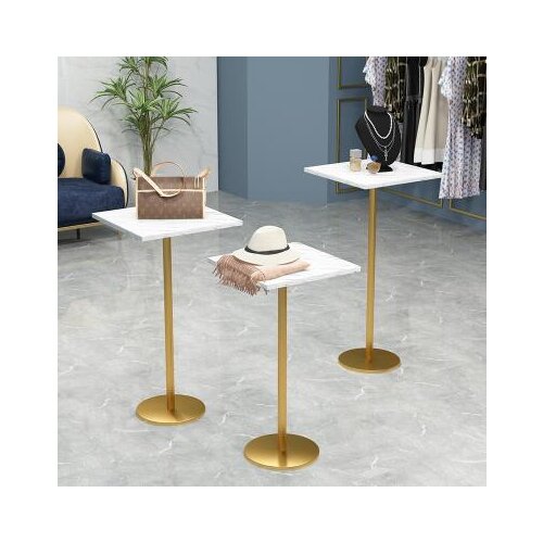 Northern Europe floor round display shelf imitation marble iron high and low shelf clothing store shoe bag display shelf