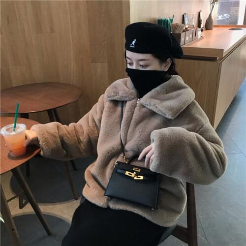 Women 2021 Autumn Winter New Faux Rabbit Fur Coat Female Clothes Thicken Warm Overcoat Ladies Plush Fake Fur Jacket Outwear B275