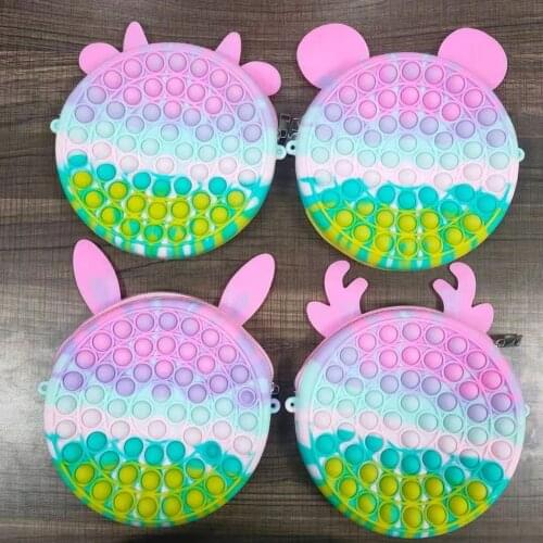 Cute Bag Fidget Toys Reliver Stress Toy Rainbow Push Bubble Simple Dimmer Antistress Toy Children Sensory Game Toy Backpack