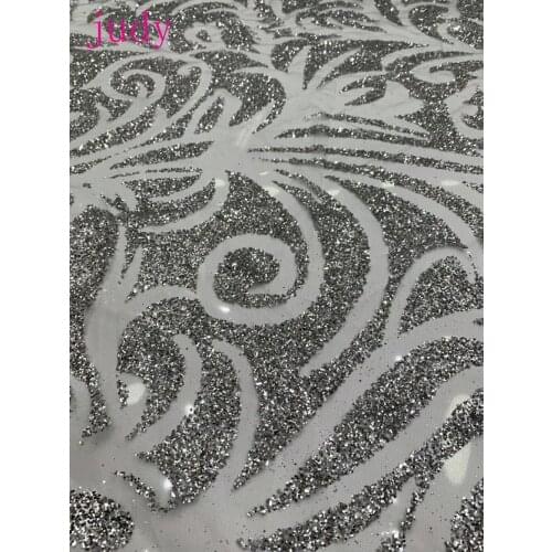 Stock 5yards HL208# Silver cutout irregularly striped glitter is used for French wedding dresses Free shipping