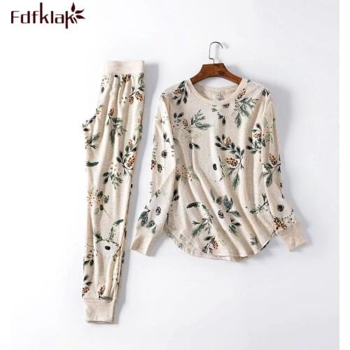 Fdfklak new ladies loungewear home clothes pajamas for women pijama pyjama set spring autumn long sleeve sleepwear Q1542