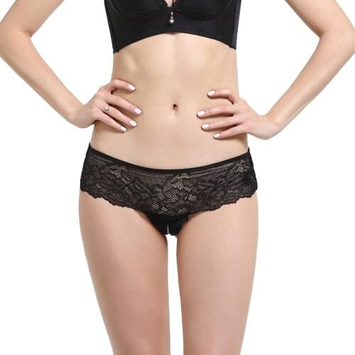 Lingerie Femme Sexy Hot Panties for Girls Black Thong Fashion Lace Flowers Underwear Breathable Mid Rise Summer Plus Size Bottom
