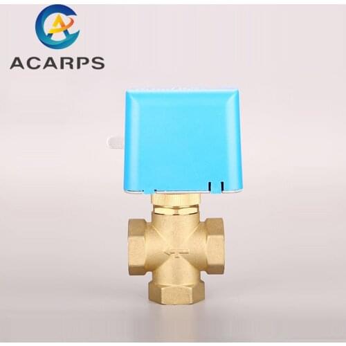 1/2" 3/4" 1"Motorized Electric Brass Globe Valves 2 Wire AC 220V 3 Way Stop Shut-off Valve