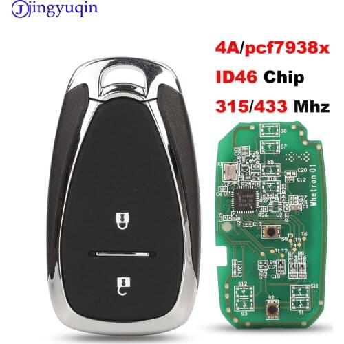 Jingyuqin 2 Buttons Remote Key Fob 315/433MHz With 4A/ID46 PCF7938X Chip For Chevrolet Tracker Orlando Control Smart