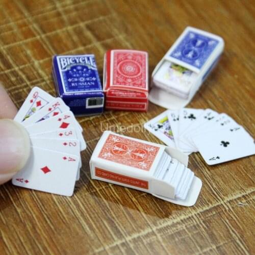 2Boxes/Set Cute Mini Dollhouse Miniature Poker Card for BJD Barbies Blyth Pullip 1/6 1/8 Doll Playing Cards Pretend Play Toy