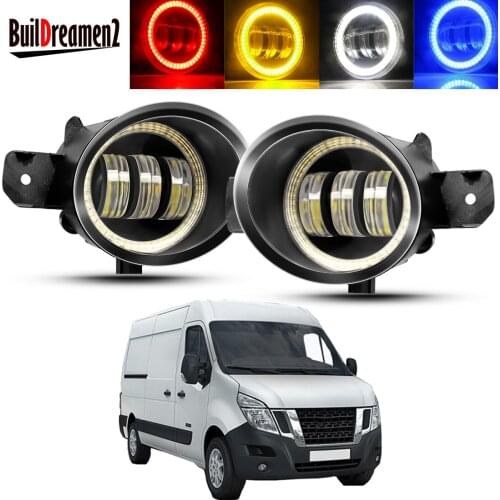 2 X Car Right + Left Angel Eye Fog Light Assembly LED Lens DRL Fog Daytime Running Lamp 30W H11 12V For Nissan NV400 2011-2015