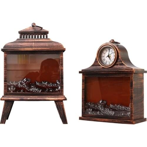 449C LED Fireplace Lantern Christmas Halloween Decorative Flameless Lamp Battery USB Operated Table Light Decoration for Indoor