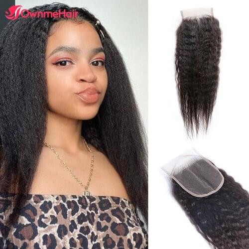 Yaki Straight Lace Closure 4x4 Lace Closure Human Hair Yaki Straight Closure Frontal Middle / Free Part 4x4 Lace Closure Hair
