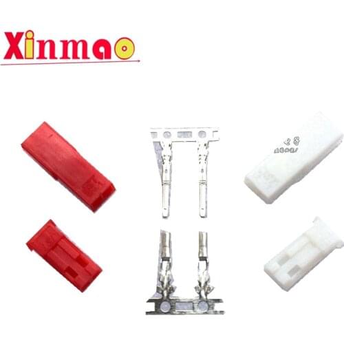 50set/lot JST Connector Plug 2pin Female, Male and Crimps RC battery connector for Auto,E-Bike,boat,LCD,LED ect Red White New