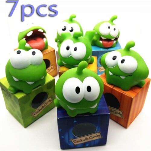7pcs/lot 7cm om nom Frog Cut The Rope Action Figure Toys With Sound New in box Hot sale Toys for children kids Christmas gift