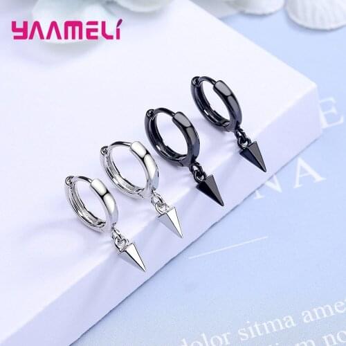 Gothic Jewelry 925 Sterling Silver Black Earrings For Women Girls 2020 Trend Valentines Day Gift Wholesale
