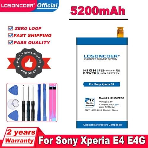 5200mAh LIS1574ERPC Battery For Sony Xperia E4 E4G Dual E2104 E2105 E2043 E2115 E2124 E2003 E2006 E2114 E2053 E2033 Battery