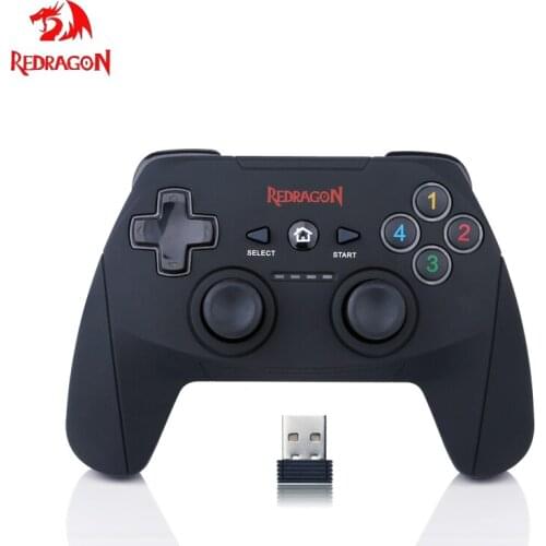 Redragon Harrow G808 Wireless Controller PC Game Controller Double Vibration Joystick For Windows PC PS3 Playstation Andro
