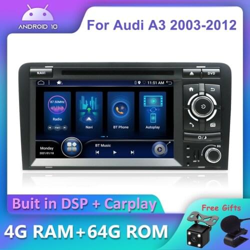 Bosion Android 10.0 DSP CarPlay Car Radio Multimedia Player For Audi A3 8P 2003-2012 Auto Stereo GPS 2 din DVD GPS Navigation