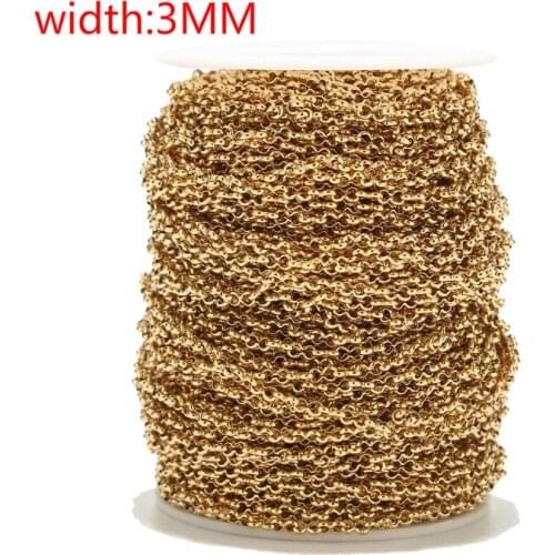 3MM Width gold tone Cable Jewelry Chain Stainless Steel 8 shape Link Chains For DIY Necklace Bracelet Jewelry Making Findings