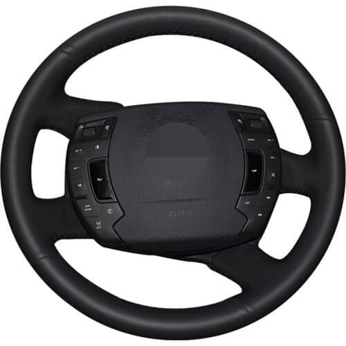 Car Steering Wheel Cover Hand-stitched Black Genuine Leather For Citroen C5 2008 2009 2010 2011 2012 2013 2014 2015 -2017