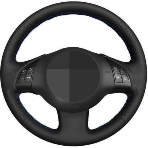 Car Steering Wheel Cover Hand-stitched Black Genuine Leather For Fiat 500 2007-2015 500e 2014-2018 500C 2014-2017