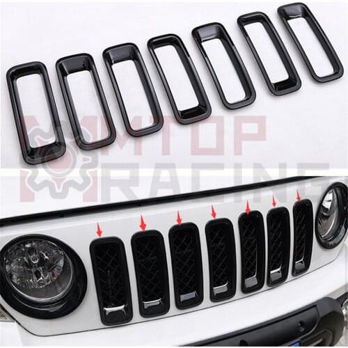 Black ABS Front Grille Mesh Vent Hole Trims Ring For Jeep Patriot 2011 2012 2013 2014 2015 2016