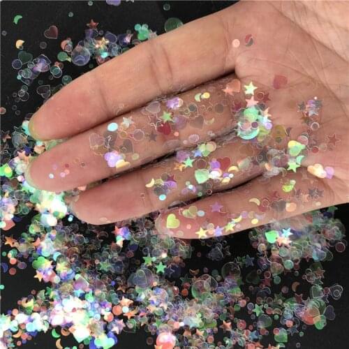 Colorful Nail Sequins Paillette Heart/Round/Star Mixed Sharp H93 Holographic Sequins Glitter For Nail Art 10g/box Nail Sequins