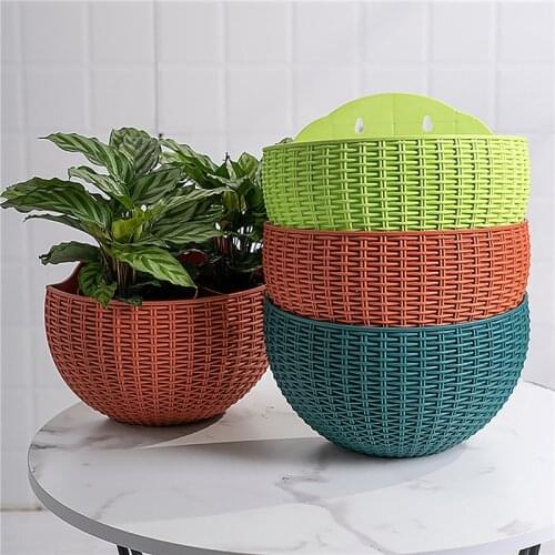 Flower Basket Solid Color Wall-Mounted Half Round Flowerpot Planters Hanging Vase Wedding Home Decoration Garden Balcony Park
