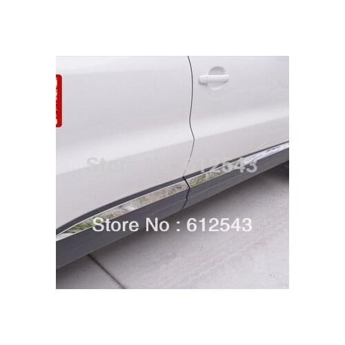 For VW Volkswagen Tiguan 2010 2011 2012 2013 Chrome car styling door body Side guard cover strips protector Sill BUMPER STRIP