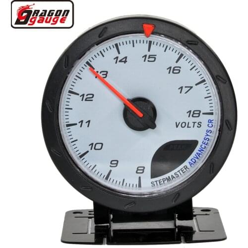Dragon 60mm Stepper Ｍotor Auto Car Motorcycle Volt Ｇauge Voltage 8-18V Speedboat Yacht Meter White And Red Light Free Shipping