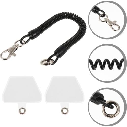 Phone Lanyard Tether Elastic Coiled Stretchy Strap with Tab for Smartphone