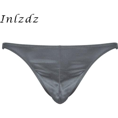 Sexy Gay Mens Lingerie Panties Glossy Low Waist Elastic Waistband Erotic Briefs Underwear Bulge Pouch Underpants