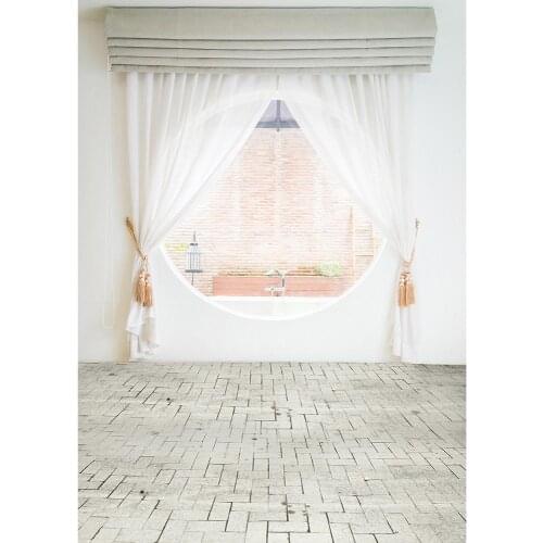 Photo Backdrops White Curtain Atrium Brick Wall Vinyl Cloth Photography Background for Children Baby Portrait Photobooth Props